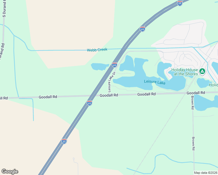 map of restaurants, bars, coffee shops, grocery stores, and more near Leisure Lake Drive in Durand