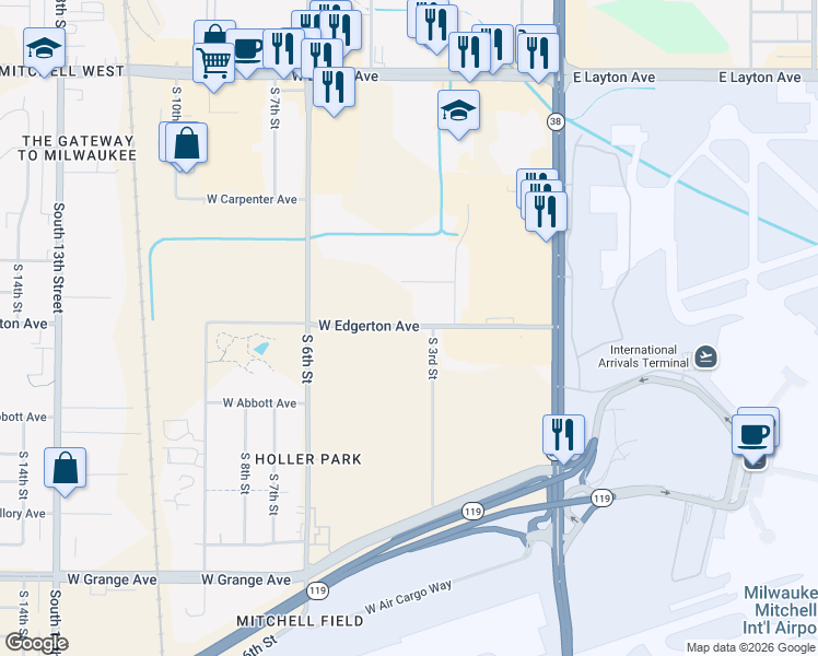 map of restaurants, bars, coffee shops, grocery stores, and more near in Milwaukee