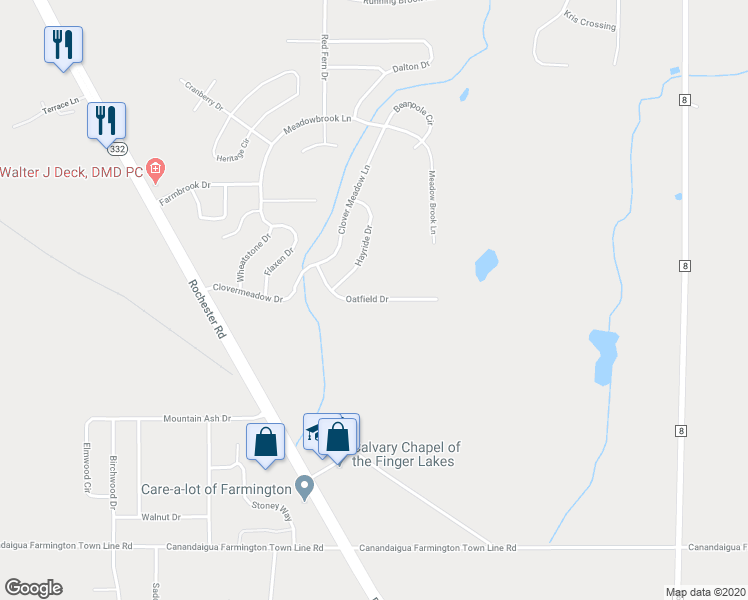 map of restaurants, bars, coffee shops, grocery stores, and more near 5774 Oatfield Drive in Farmington