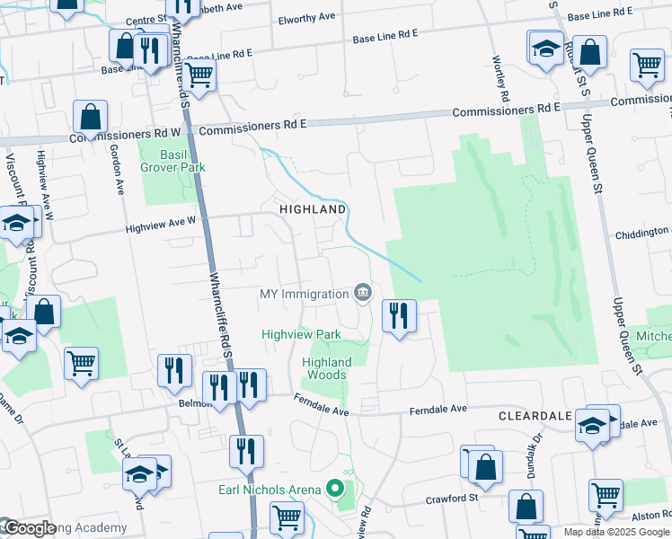 map of restaurants, bars, coffee shops, grocery stores, and more near 82 Rossmore Court in London