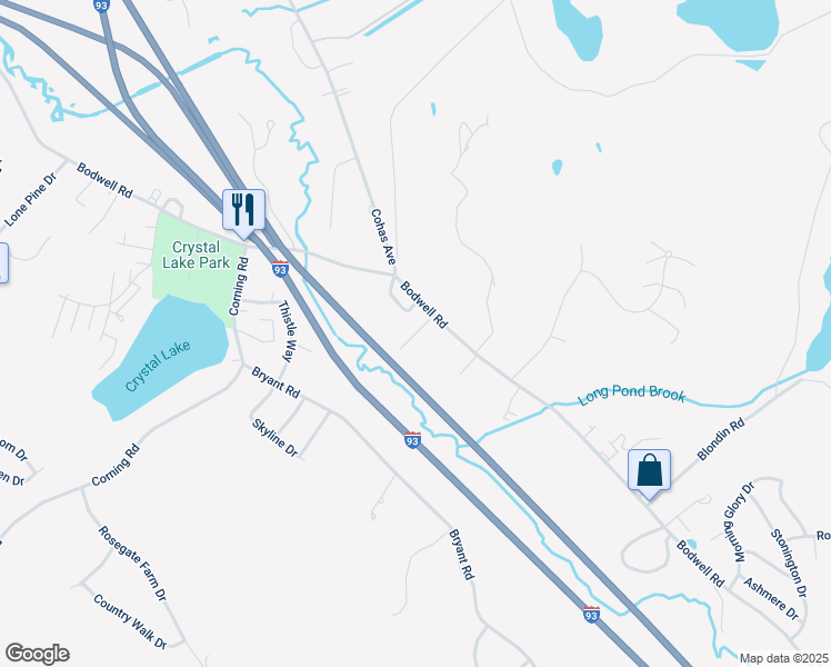 map of restaurants, bars, coffee shops, grocery stores, and more near 63 Sunset Pine Drive in Manchester