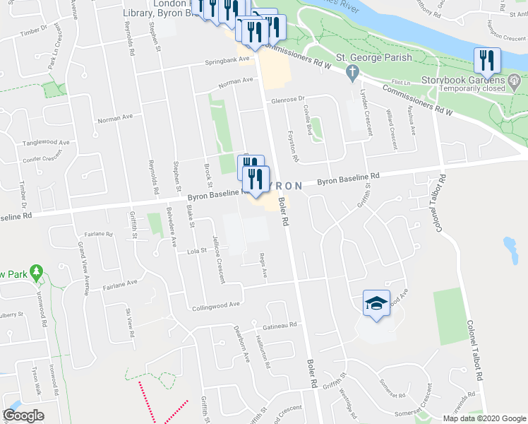 map of restaurants, bars, coffee shops, grocery stores, and more near in London