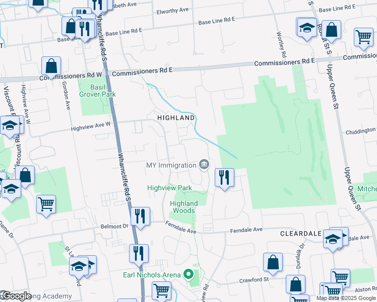 map of restaurants, bars, coffee shops, grocery stores, and more near 82 Rossmore Court in London