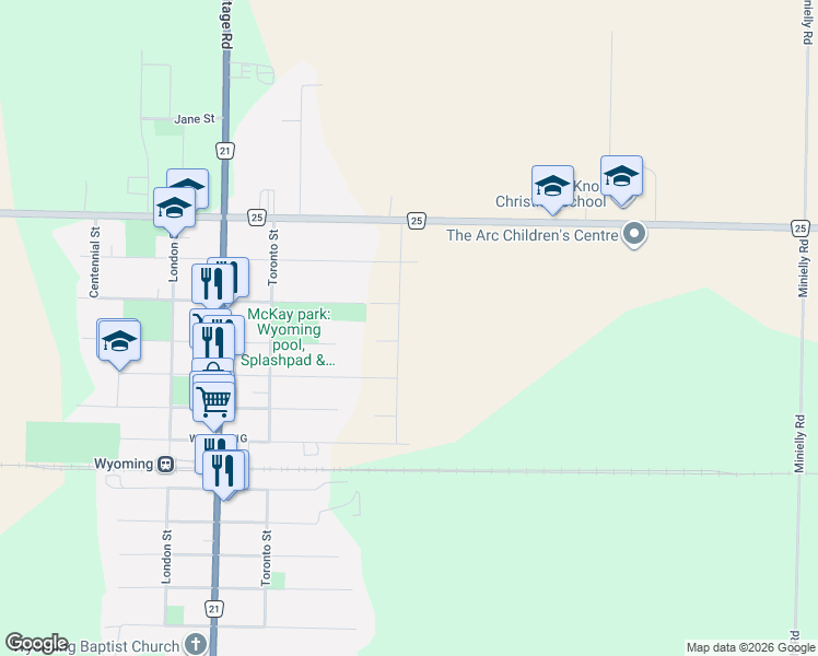 map of restaurants, bars, coffee shops, grocery stores, and more near in Lambton County