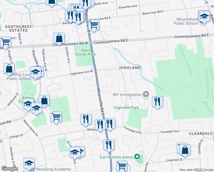 map of restaurants, bars, coffee shops, grocery stores, and more near 622 Wharncliffe Road South in London