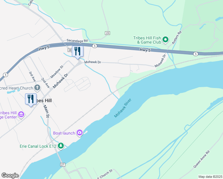 map of restaurants, bars, coffee shops, grocery stores, and more near in Tribes Hill