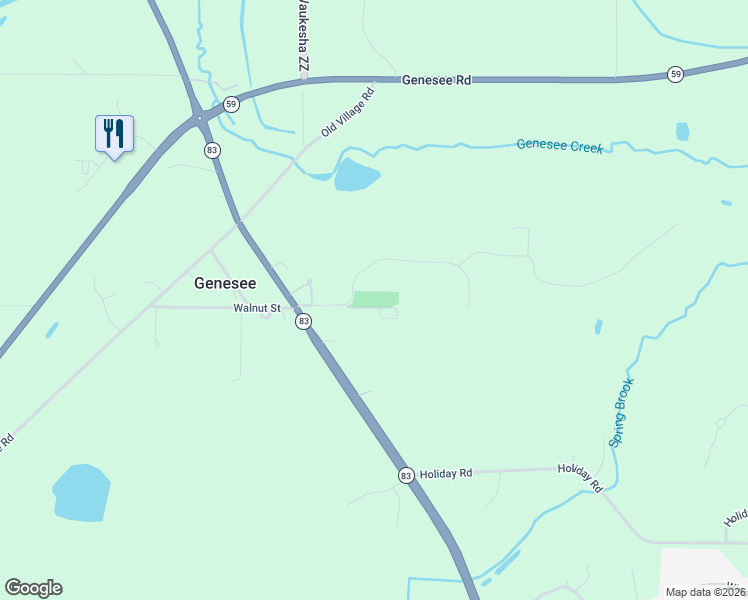 map of restaurants, bars, coffee shops, grocery stores, and more near W303S5078 Seville Lane in Mukwonago