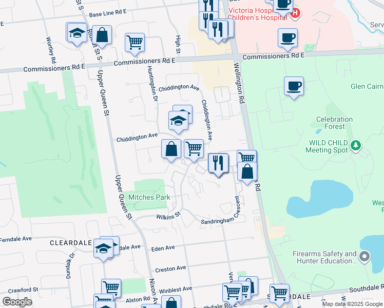 map of restaurants, bars, coffee shops, grocery stores, and more near 11 Chiddington Gate in London