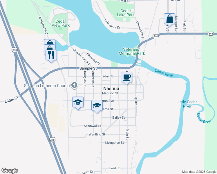 map of restaurants, bars, coffee shops, grocery stores, and more near 301 Woodbridge Street in Nashua