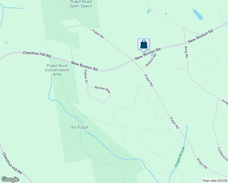 map of restaurants, bars, coffee shops, grocery stores, and more near 12 Rachel Way in Bedford