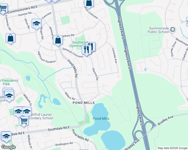 map of restaurants, bars, coffee shops, grocery stores, and more near 69 Glenroy Road in London