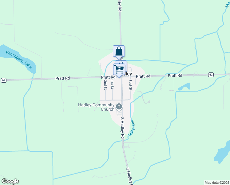 map of restaurants, bars, coffee shops, grocery stores, and more near 3563 1st Street in Hadley