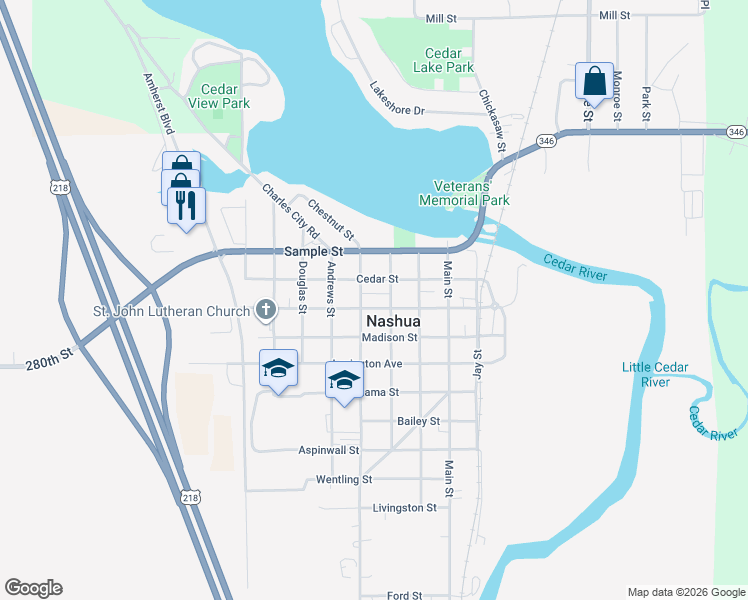 map of restaurants, bars, coffee shops, grocery stores, and more near 301-399 Woodbridge St in Nashua