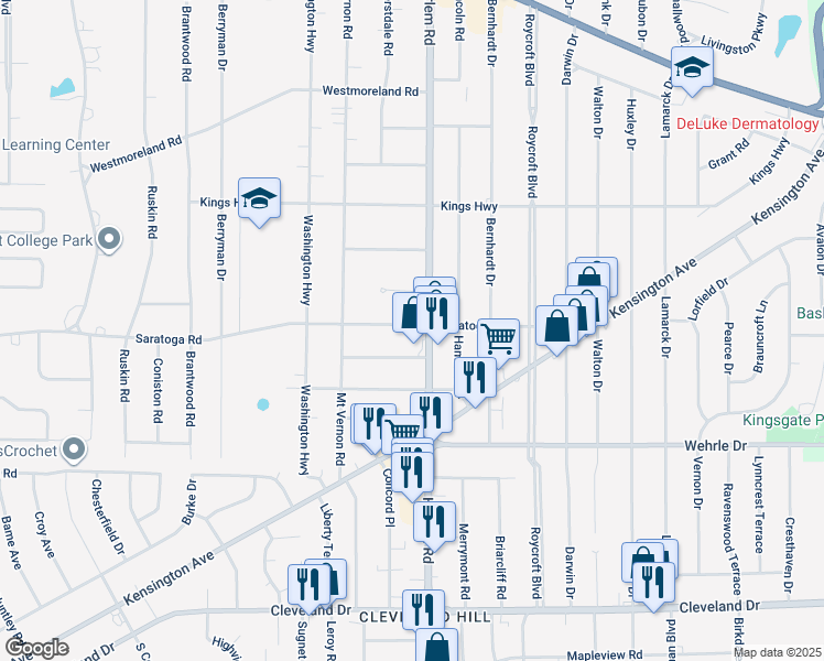 map of restaurants, bars, coffee shops, grocery stores, and more near 3994 Harlem Road in Buffalo