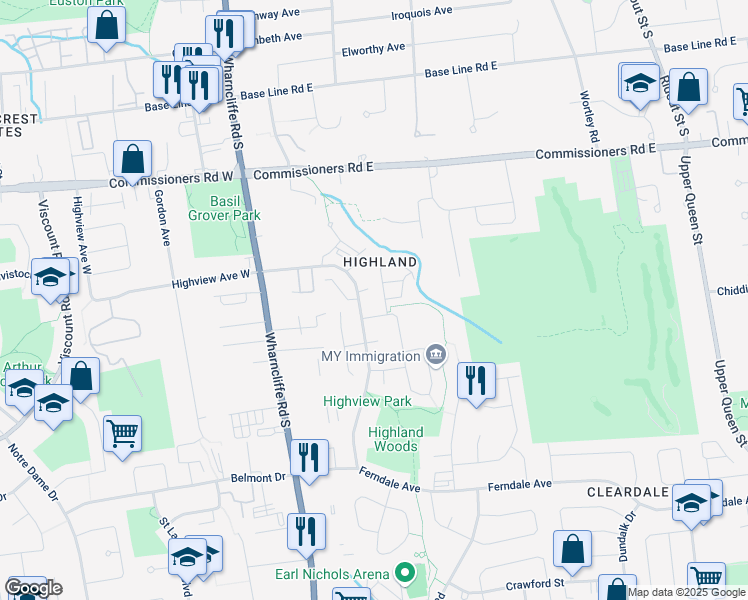map of restaurants, bars, coffee shops, grocery stores, and more near 10 Rossmore Court in London