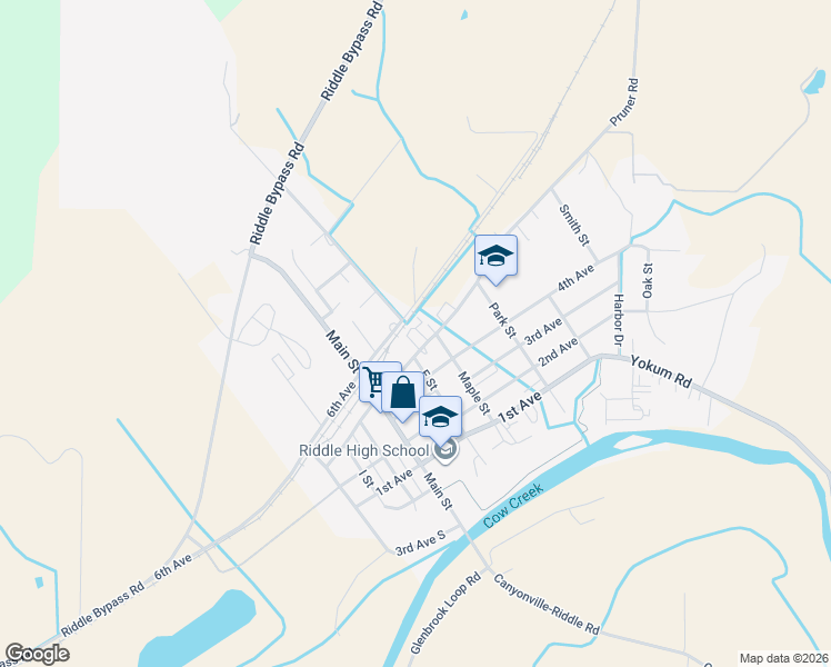 map of restaurants, bars, coffee shops, grocery stores, and more near in Riddle