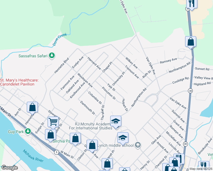 map of restaurants, bars, coffee shops, grocery stores, and more near 123 Princeton Street in Amsterdam