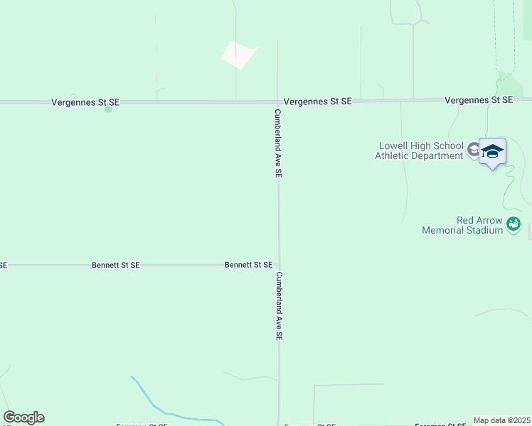 map of restaurants, bars, coffee shops, grocery stores, and more near 611 Cumberland Avenue Southeast in Lowell