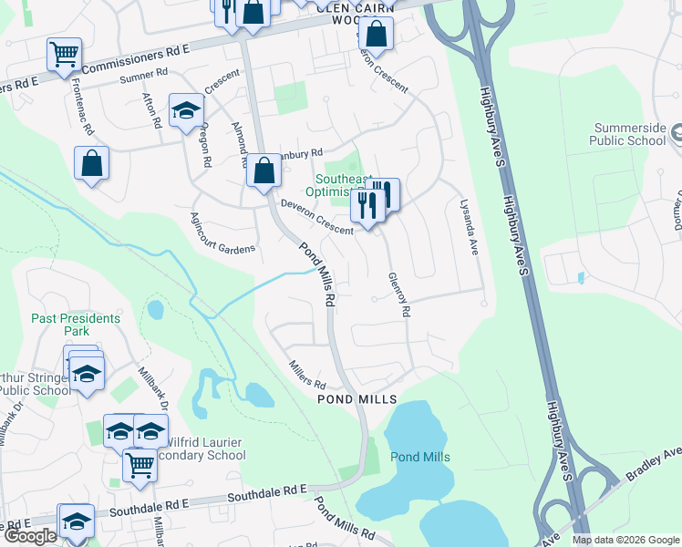 map of restaurants, bars, coffee shops, grocery stores, and more near 110 Deveron Crescent in London