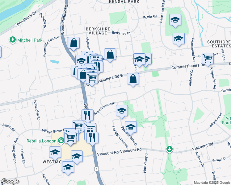 map of restaurants, bars, coffee shops, grocery stores, and more near 46 Paddock Green Crescent in London