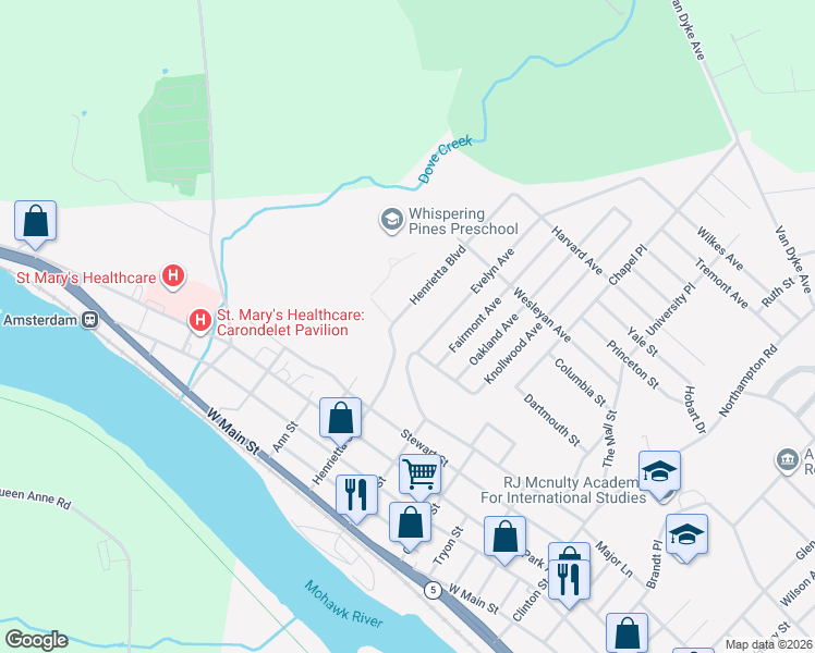 map of restaurants, bars, coffee shops, grocery stores, and more near 23 Henrietta Boulevard in Amsterdam
