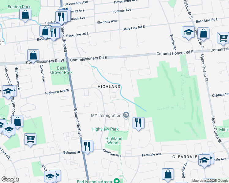map of restaurants, bars, coffee shops, grocery stores, and more near 10 Rossmore Court in London