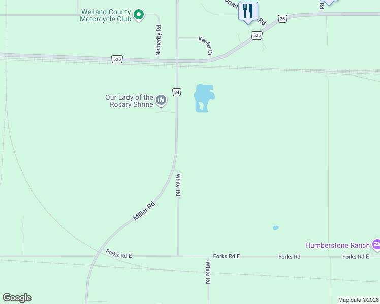 map of restaurants, bars, coffee shops, grocery stores, and more near 4511 Miller Road in Welland