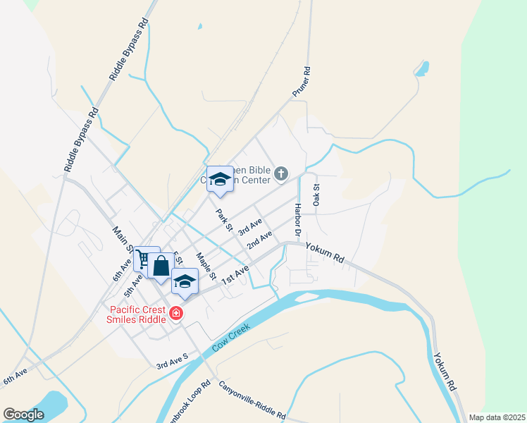 map of restaurants, bars, coffee shops, grocery stores, and more near 660 3rd Avenue in Riddle