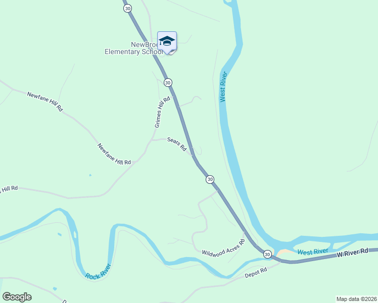 map of restaurants, bars, coffee shops, grocery stores, and more near 115 Vermont 30 in Newfane
