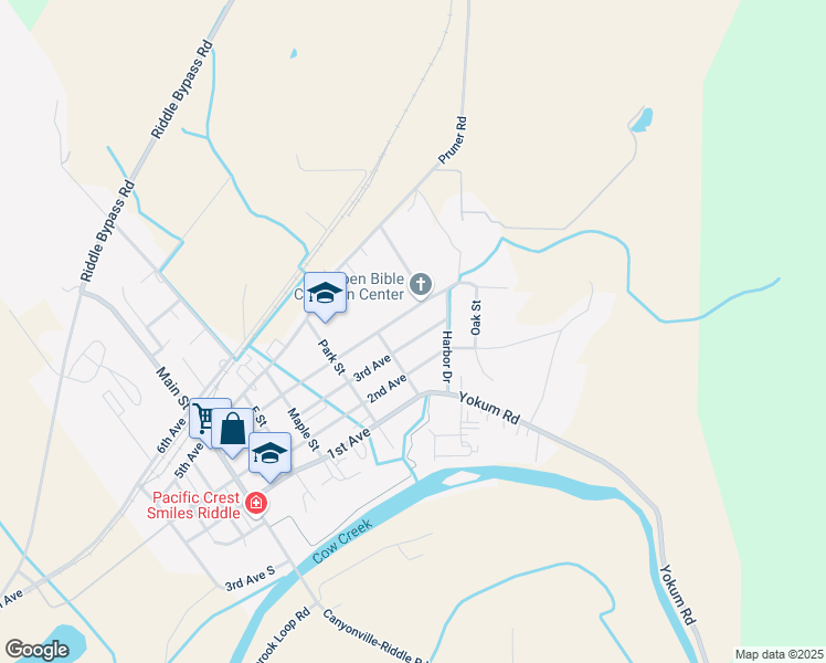 map of restaurants, bars, coffee shops, grocery stores, and more near 660 3rd Avenue in Riddle