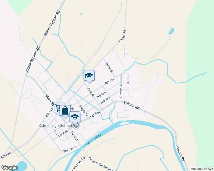 map of restaurants, bars, coffee shops, grocery stores, and more near 660 3rd Avenue in Riddle