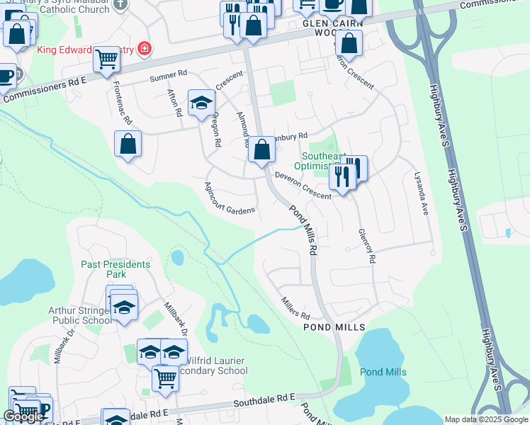 map of restaurants, bars, coffee shops, grocery stores, and more near 4 The Birches Place in London