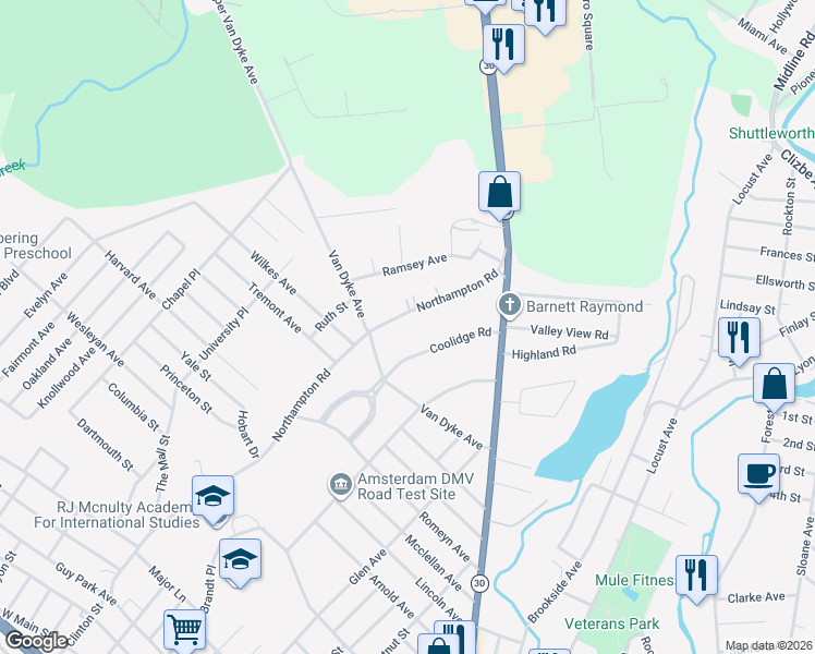 map of restaurants, bars, coffee shops, grocery stores, and more near 191 Northampton Road in Amsterdam