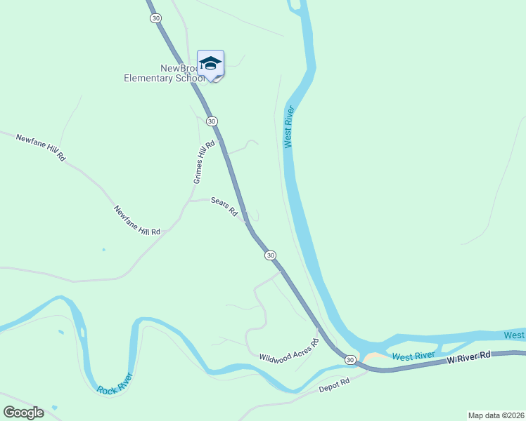 map of restaurants, bars, coffee shops, grocery stores, and more near 118 Vermont 30 in Newfane