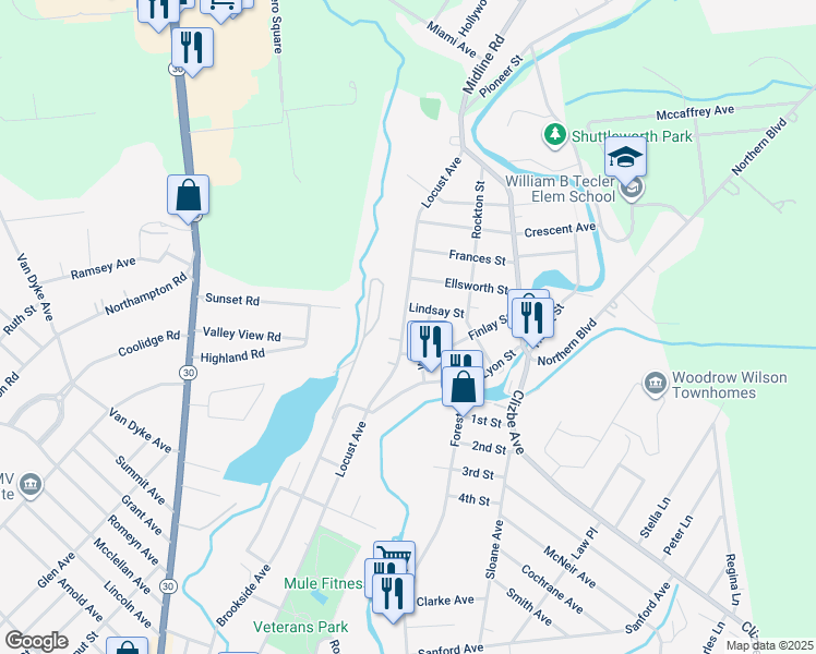 map of restaurants, bars, coffee shops, grocery stores, and more near 11 Wilbur Street in Amsterdam