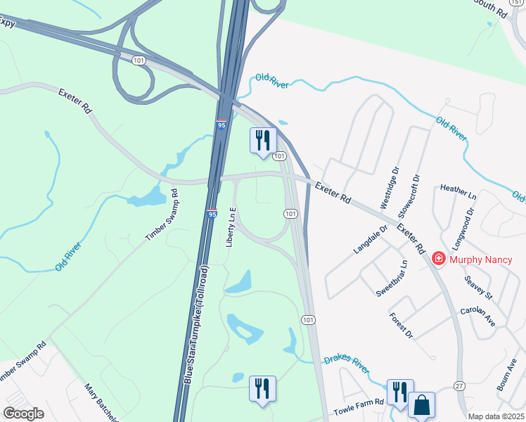 map of restaurants, bars, coffee shops, grocery stores, and more near 298 Exeter Road in Hampton