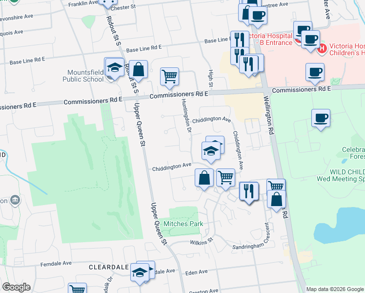 map of restaurants, bars, coffee shops, grocery stores, and more near 30 Cowan Avenue in London