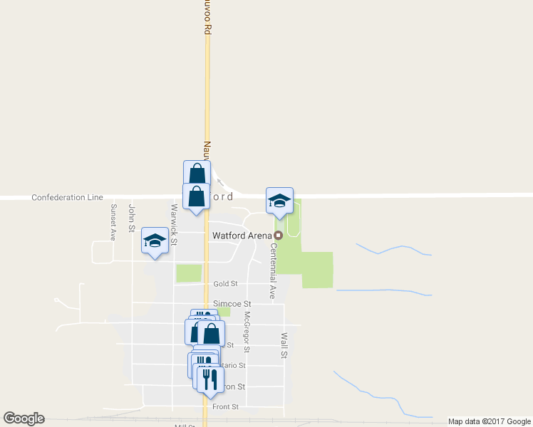 map of restaurants, bars, coffee shops, grocery stores, and more near 618 Scenic Drive in Watford