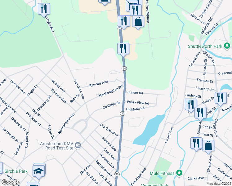 map of restaurants, bars, coffee shops, grocery stores, and more near 210 Northampton Road in Amsterdam