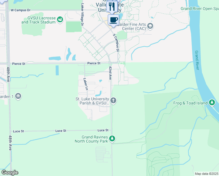 map of restaurants, bars, coffee shops, grocery stores, and more near 42nd Avenue in Georgetown Township