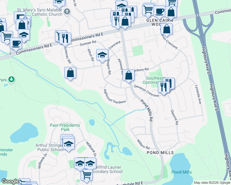 map of restaurants, bars, coffee shops, grocery stores, and more near 12 Curtis Avenue in London