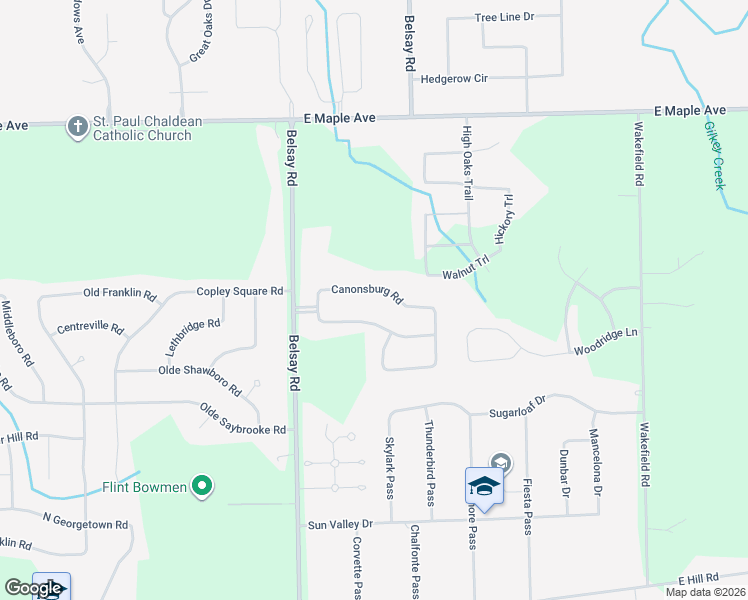 map of restaurants, bars, coffee shops, grocery stores, and more near 5496 Canonsburg Road in Grand Blanc Township