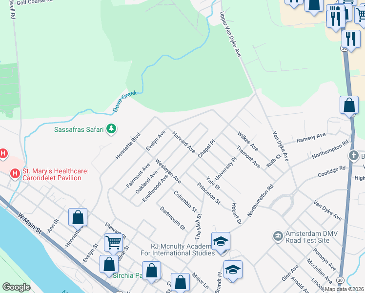 map of restaurants, bars, coffee shops, grocery stores, and more near 19 Harvard Avenue in Amsterdam