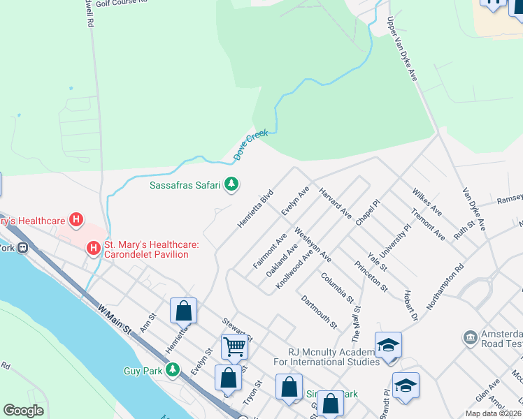 map of restaurants, bars, coffee shops, grocery stores, and more near 51 Henrietta Boulevard in Amsterdam