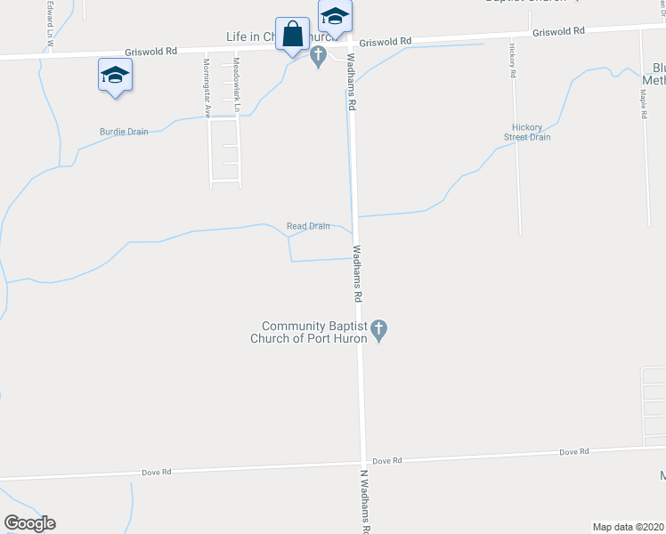 map of restaurants, bars, coffee shops, grocery stores, and more near 1731 Wadhams Road in Smiths Creek