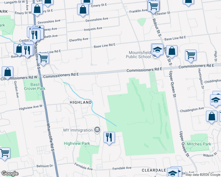 map of restaurants, bars, coffee shops, grocery stores, and more near 12 Edwin Drive in London