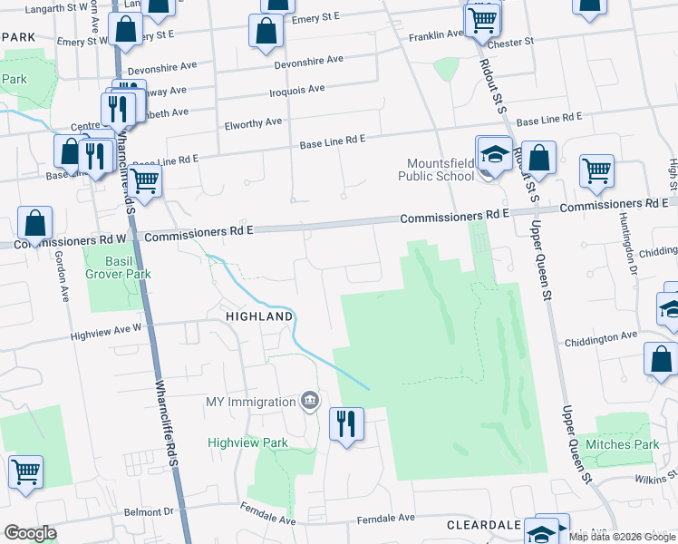map of restaurants, bars, coffee shops, grocery stores, and more near 12 Edwin Drive in London