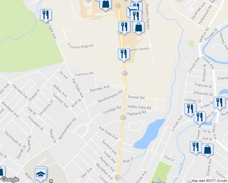 map of restaurants, bars, coffee shops, grocery stores, and more near 210 Northampton Road in Amsterdam