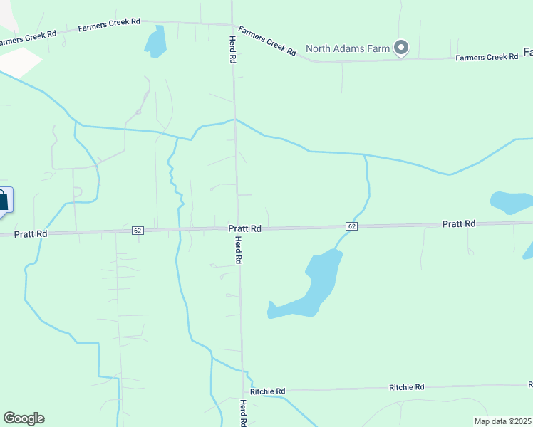 map of restaurants, bars, coffee shops, grocery stores, and more near 3460 Pratt Road in Metamora