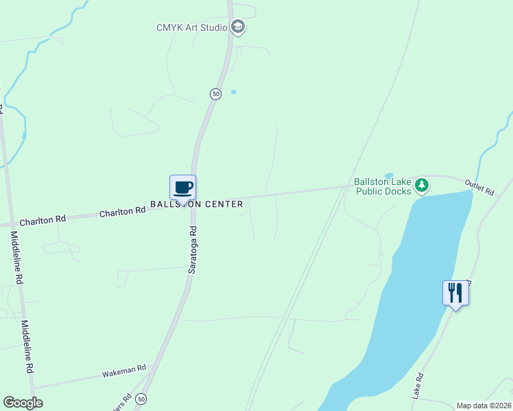 map of restaurants, bars, coffee shops, grocery stores, and more near 23 Outlet Rd in Ballston Lake